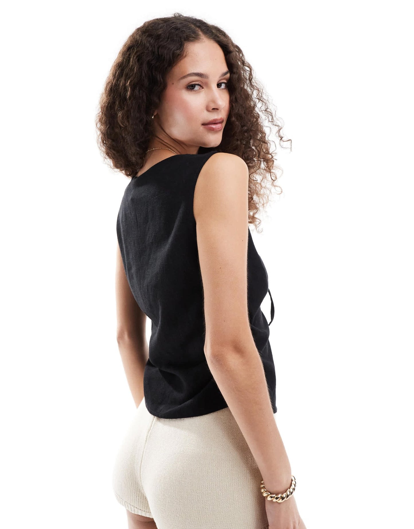 COLLUSION woven built up tank top with tie detail in black - BLACK - ASOS Sample Sale EU Store