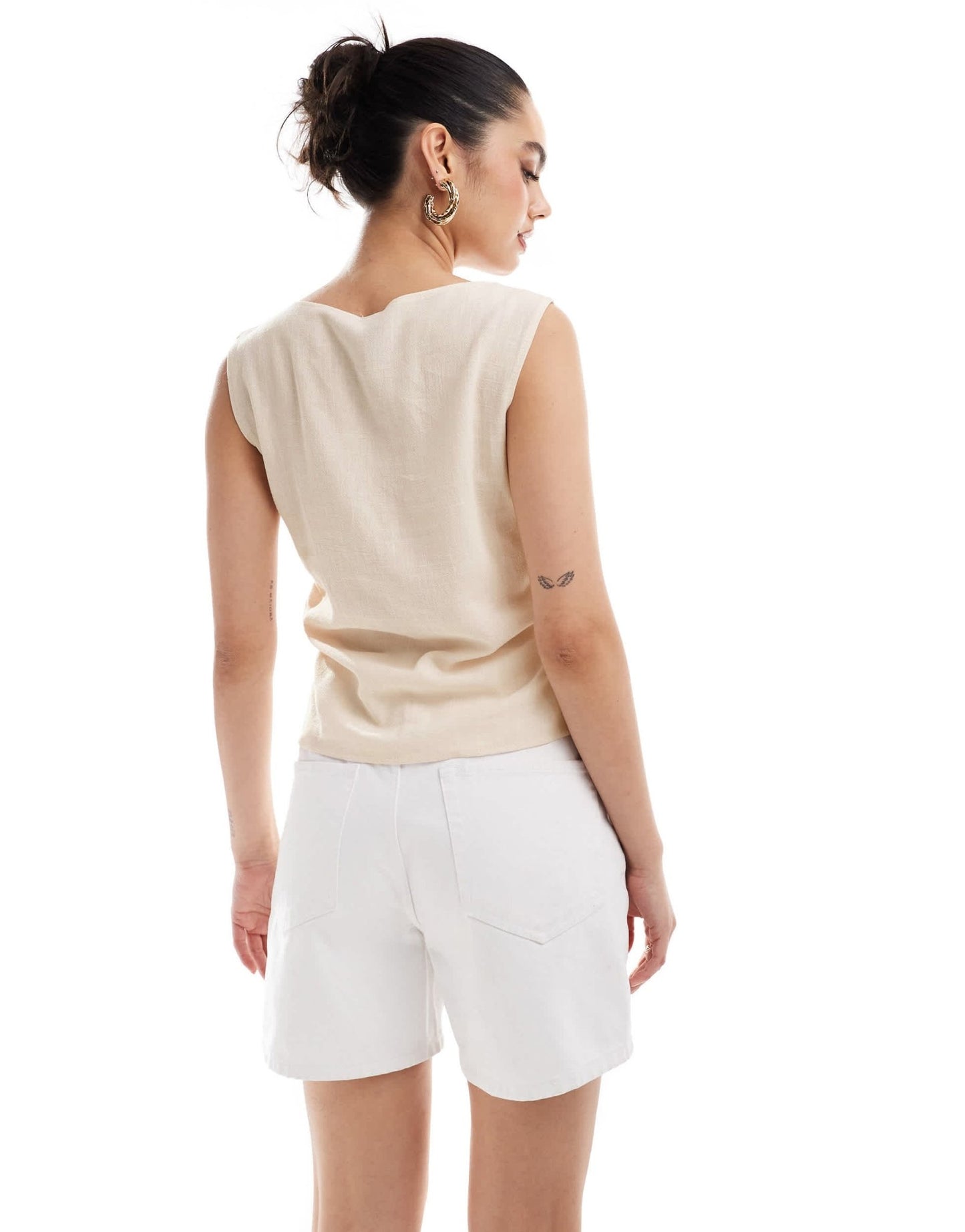 COLLUSION woven built up tank top with tie detail in cream - CREAM - ASOS Sample Sale EU Store