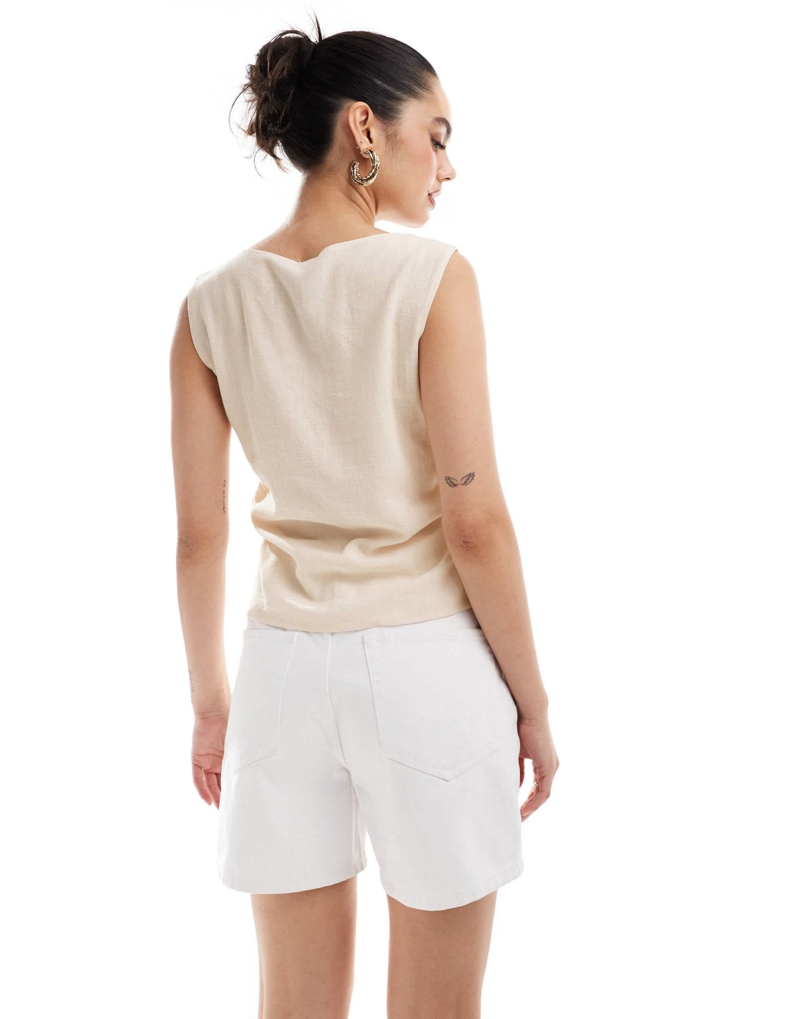 COLLUSION woven built up tank top with tie detail in cream - CREAM - ASOS Sample Sale EU Store
