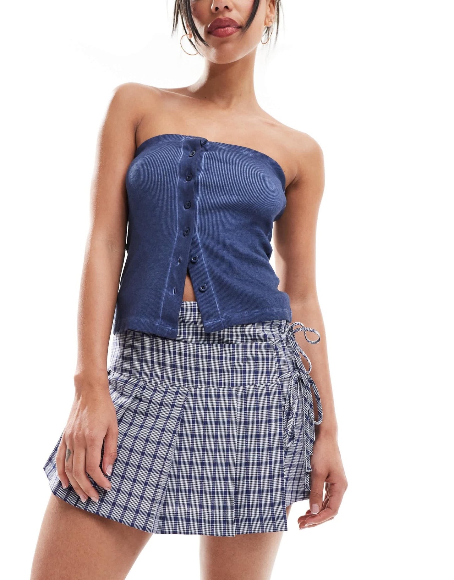 COLLUSION wrap mini kilt in blue check - ASOS Sample Sale EU Store