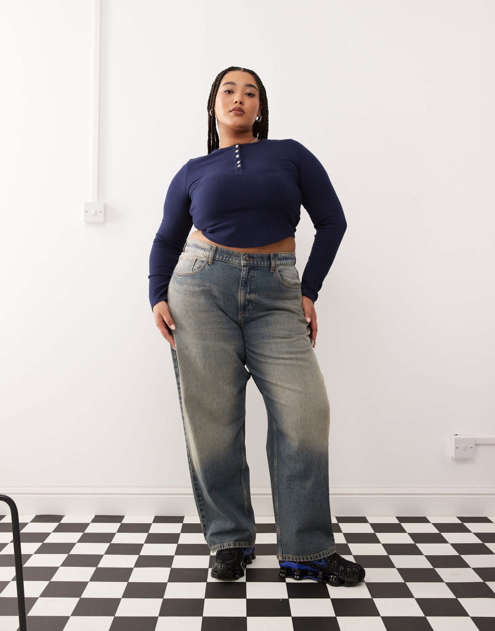 COLLUSION X001 Plus antifit jeans in washed blue - MBLUE - ASOS Sample Sale EU Store