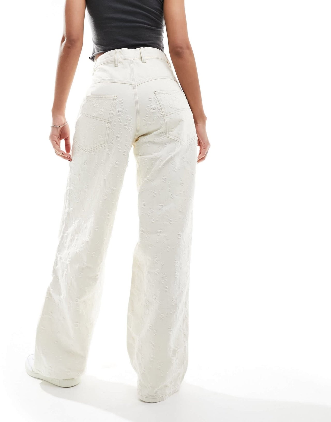 COLLUSION X015 baggy low rise jeans in off white with rips - ASOS Sample Sale EU Store
