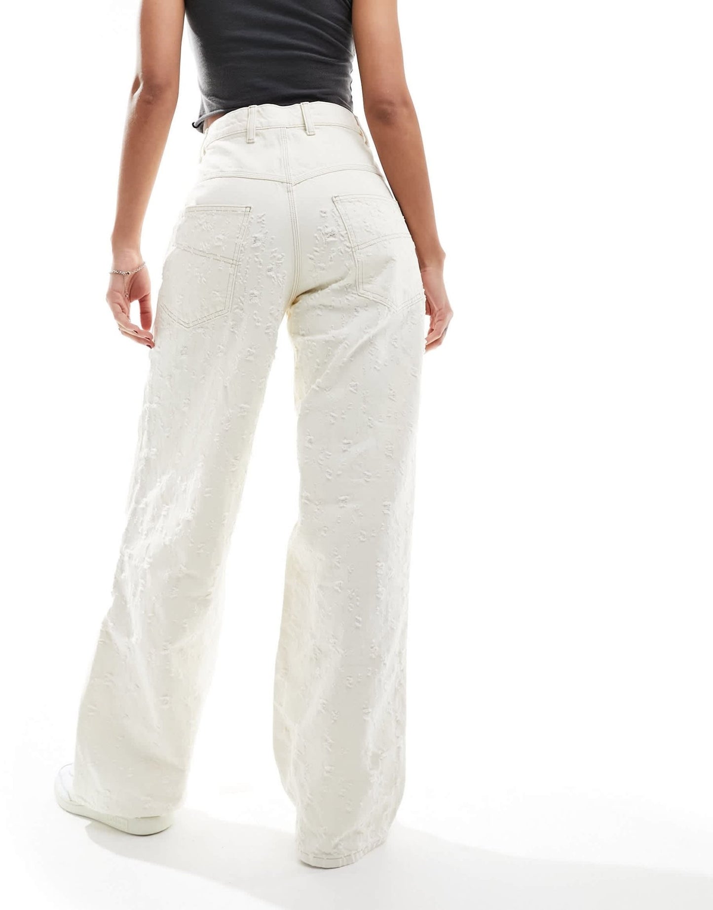 COLLUSION X015 baggy low rise jeans in off white with rips - ASOS Sample Sale EU Store