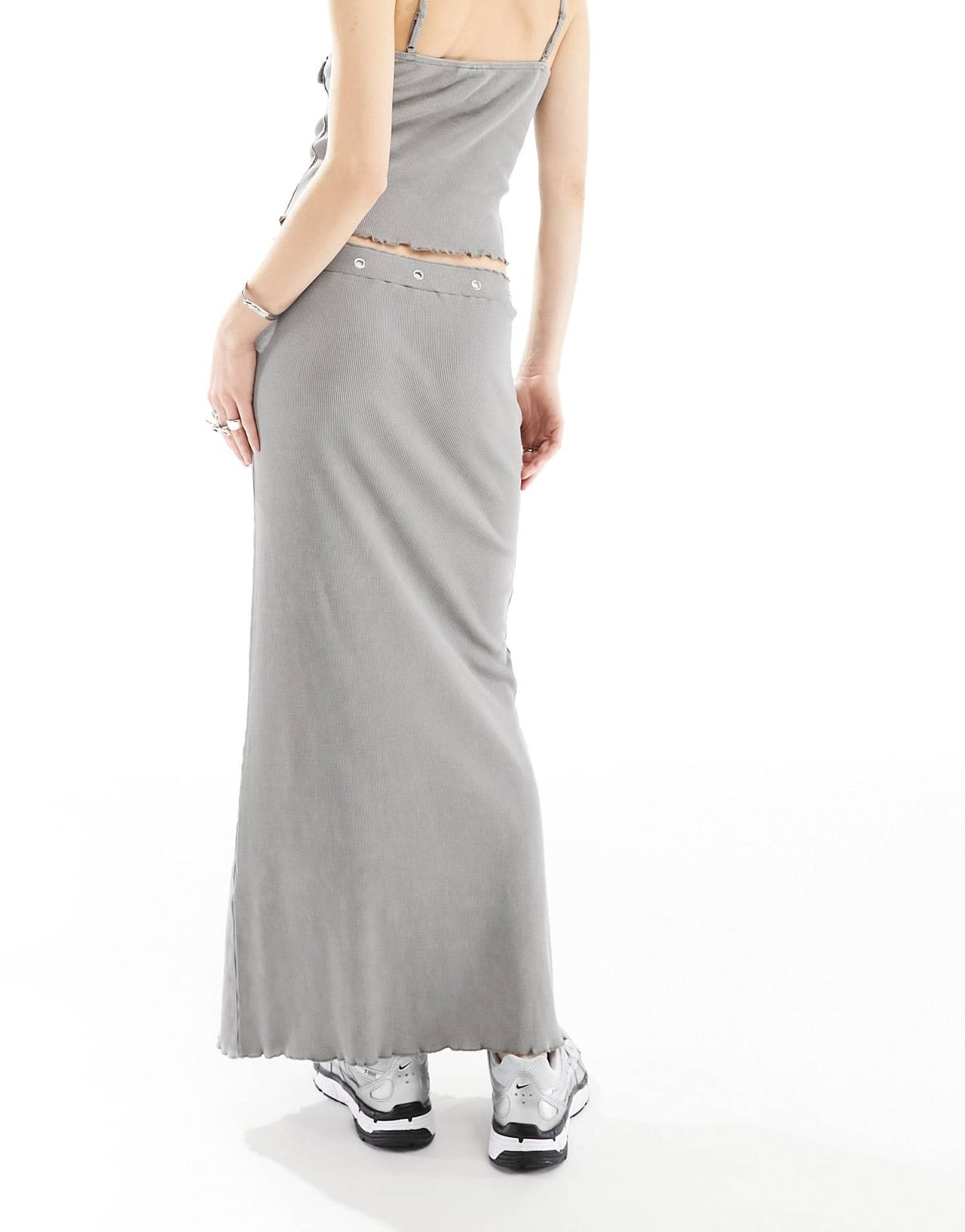 COLLUSON eyelet detail washed maxi column skirt in grey - ASOS Sample Sale EU Store