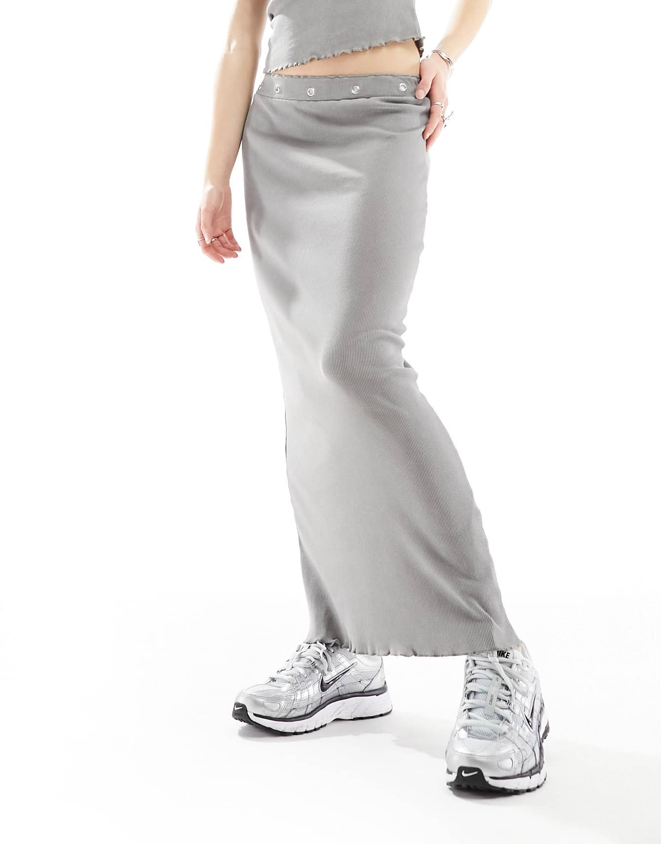 COLLUSON eyelet detail washed maxi column skirt in grey - ASOS Sample Sale EU Store