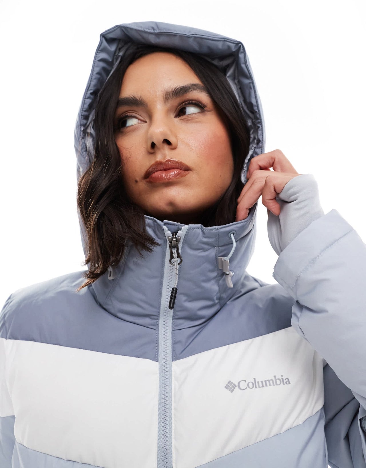 Columbia Abbott Peak II insulated ski jacket in cirrus grey and white - ASOS Sample Sale EU Store
