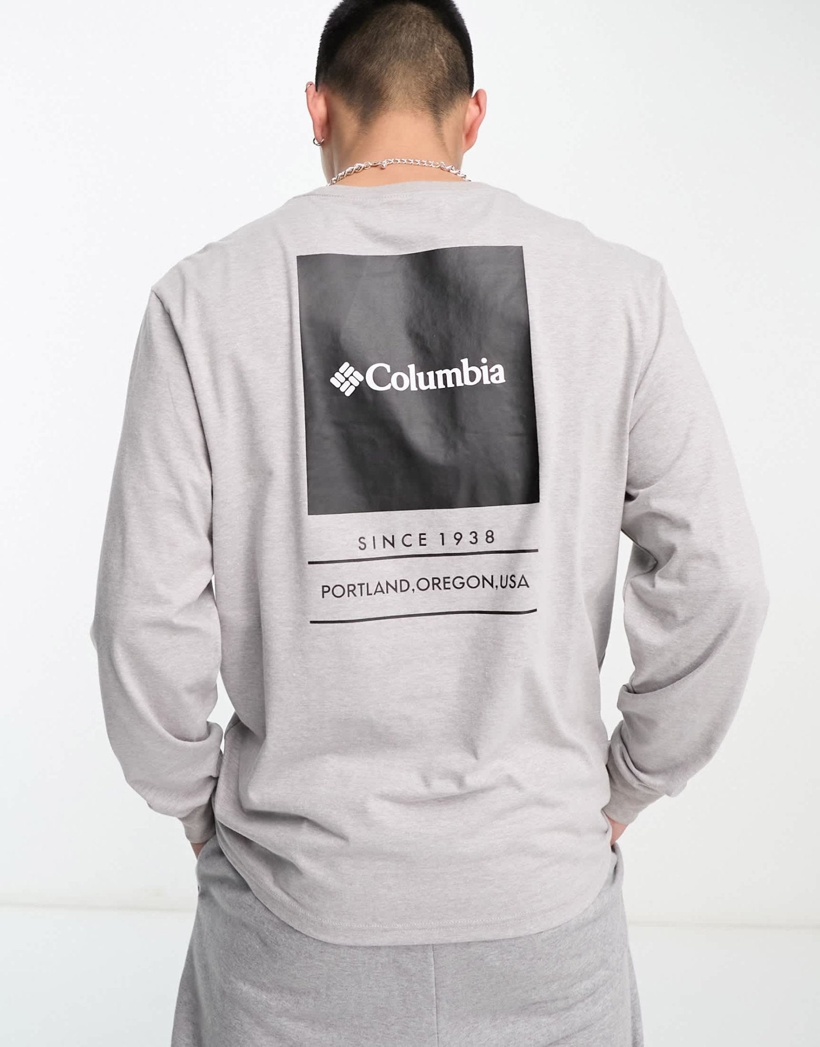 Columbia Barton Springs long sleeve t-shirt in grey Exclusive at ASOS - ASOS Sample Sale EU Store