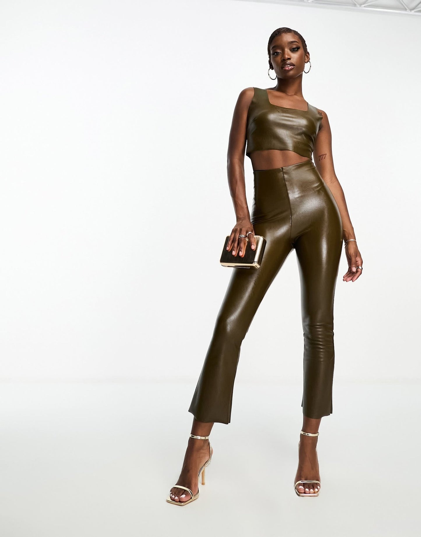 Commando co - ord faux leather squareneck crop top in green - ASOS Sample Sale EU Store