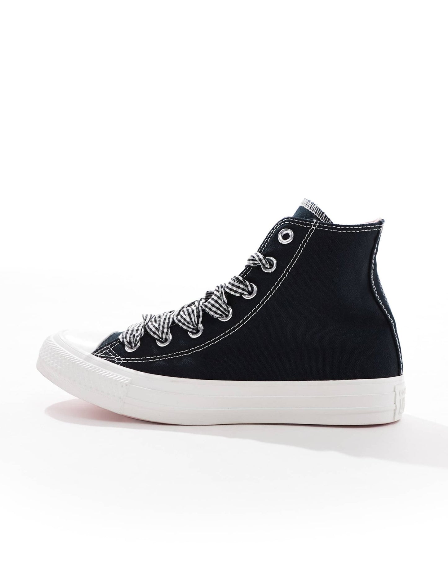 Converse Chuck Taylor All Star Hi trainers in black with gingham laces - ASOS Sample Sale EU Store