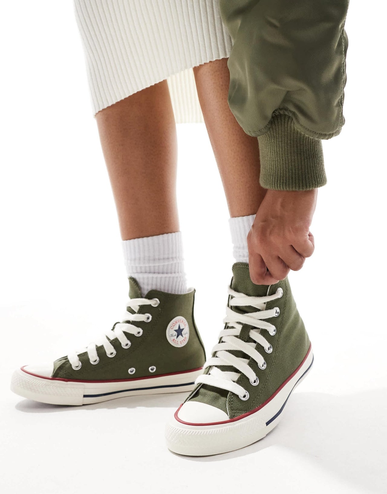 Converse Chuck Taylor All star Hi trainers with chunky laces in green - ASOS Sample Sale EU Store