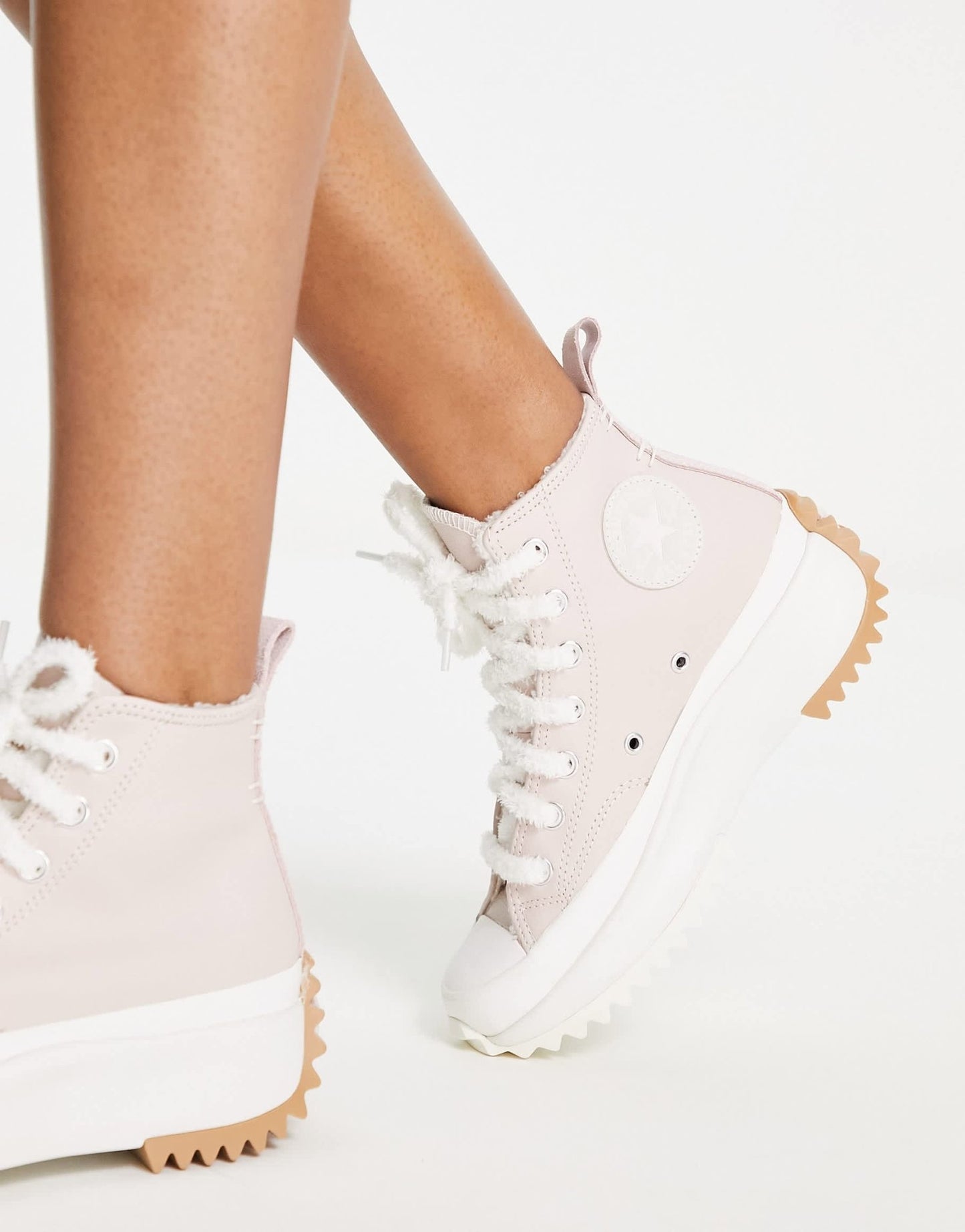 Converse Run Star Hike Hi trainers in light pink leather - ASOS Sample Sale EU Store