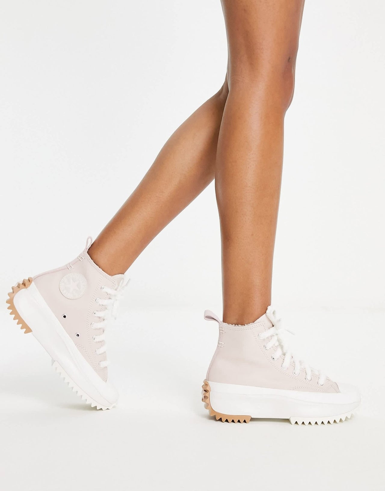 Converse Run Star Hike Hi trainers in light pink leather - ASOS Sample Sale EU Store