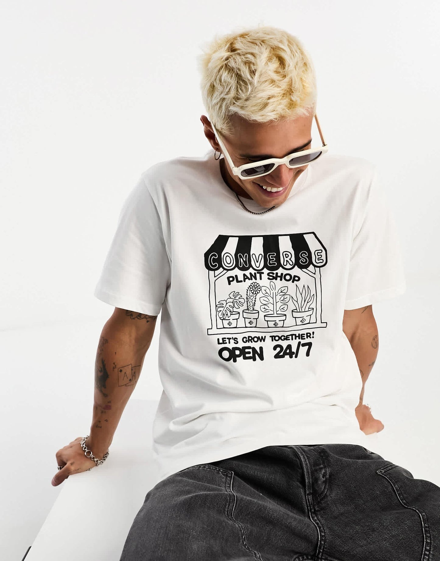 Converse t-shirt with grow together shop print in white - ASOS Sample Sale EU Store
