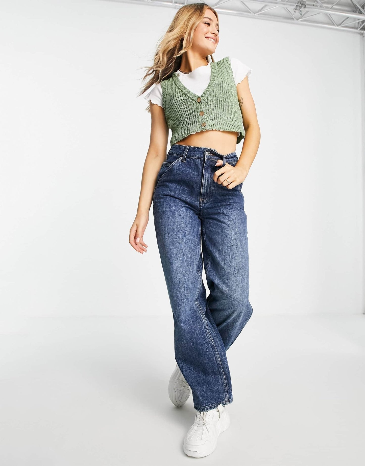 Cotton On cropped sleeveless knitted vest in green - ASOS Sample Sale EU Store