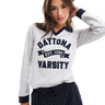 Cotton On Daytona Varsity graphic polo shirt in grey marle