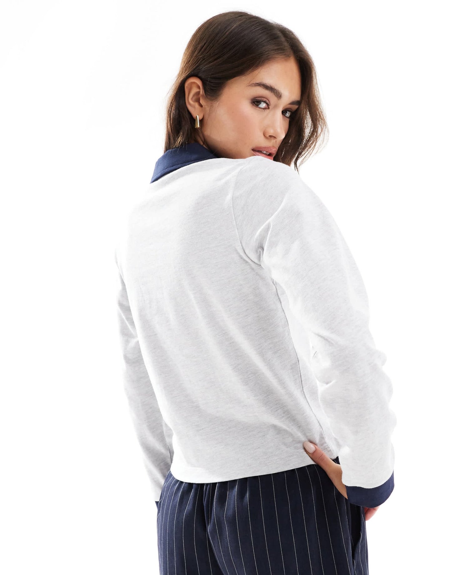 Cotton On Daytona Varsity graphic polo shirt in grey marle - ASOS Sample Sale EU Store