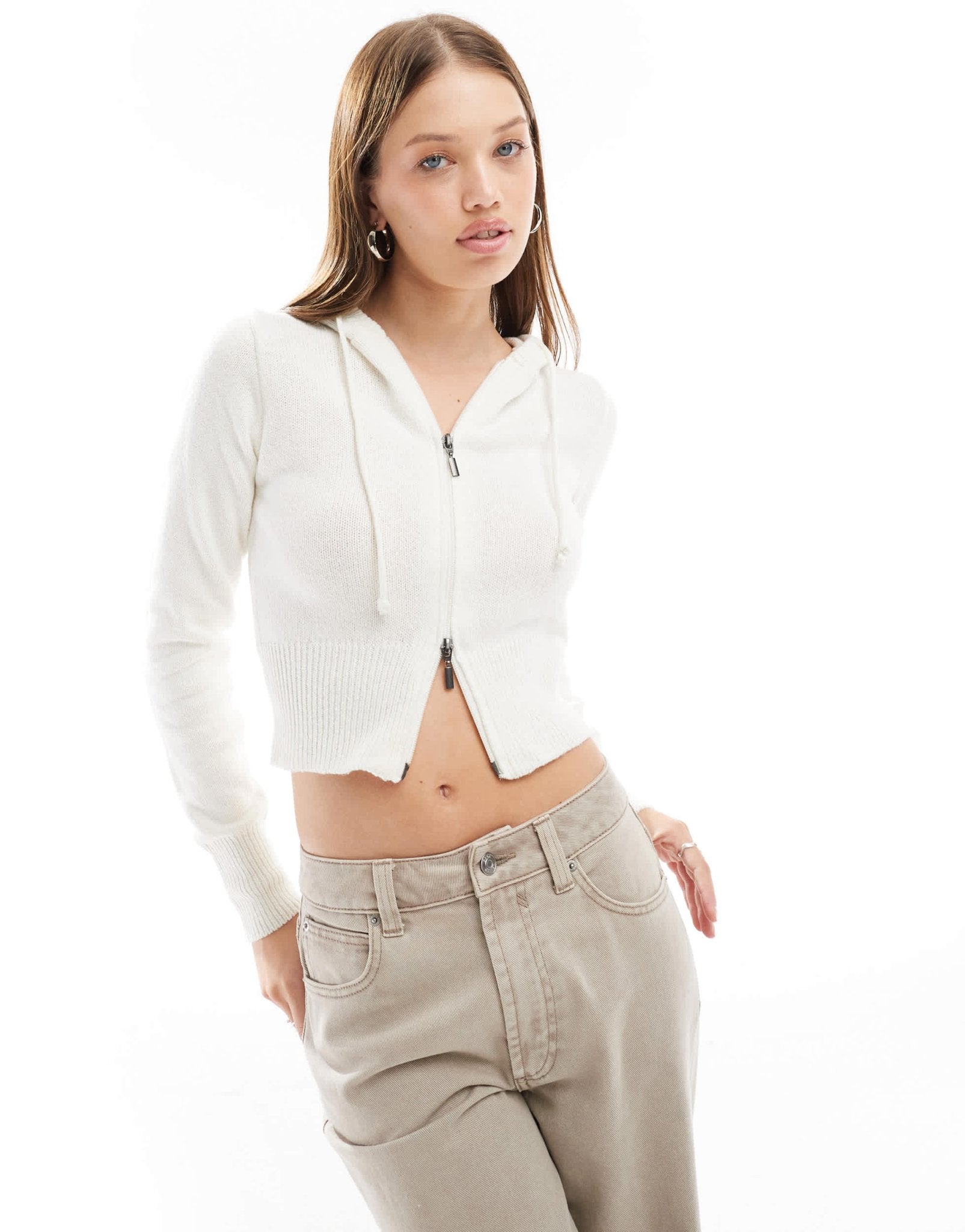 Cotton On double zip hoodie in ecru - ASOS Sample Sale EU Store