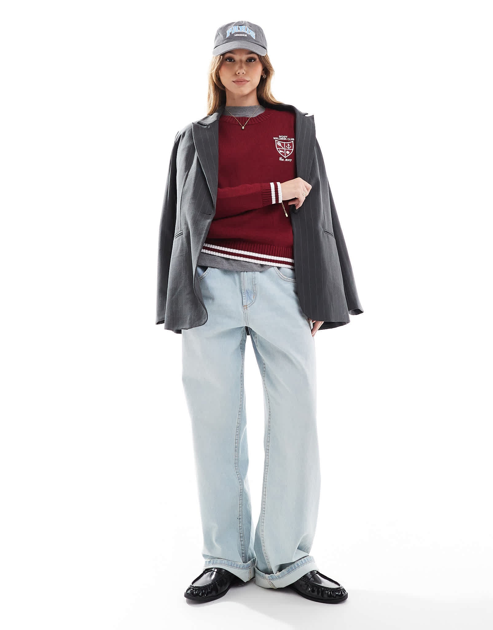 Cotton On knitted graphic crew jumper in deep red - ASOS Sample Sale EU Store