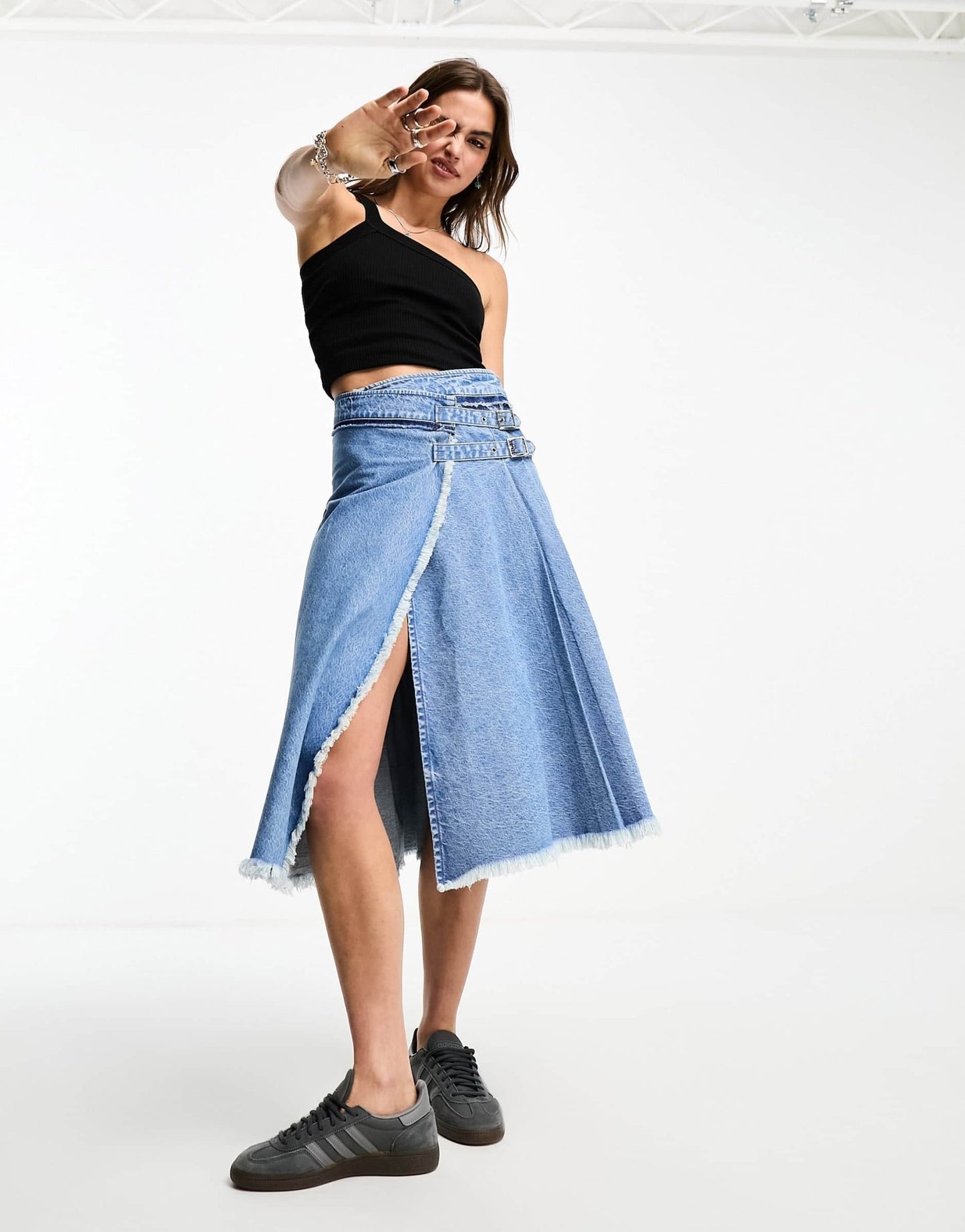 Cotton On one shoulder rib crop vest black - ASOS Sample Sale EU Store