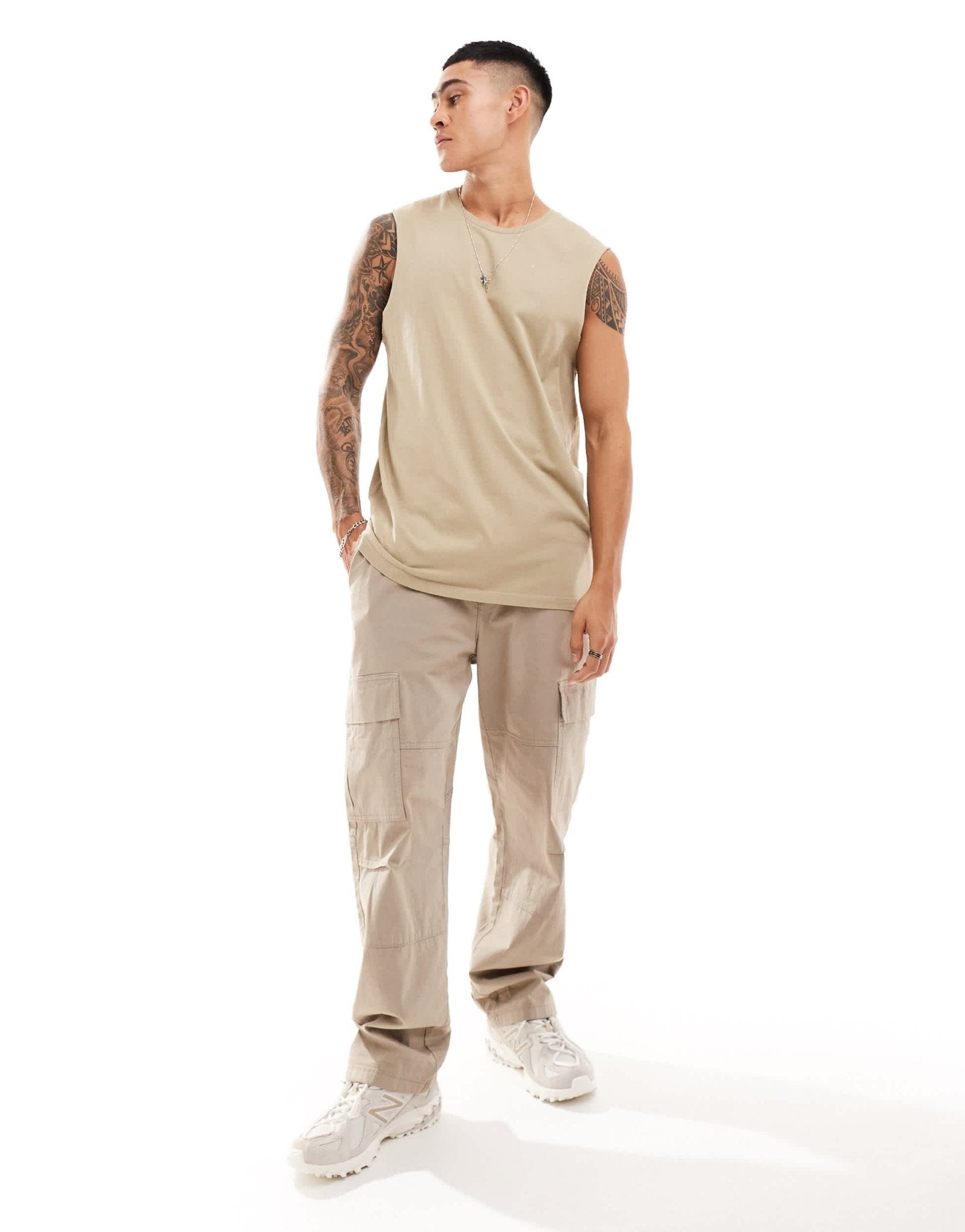 Cotton On relaxed vest in stone - ASOS Sample Sale EU Store