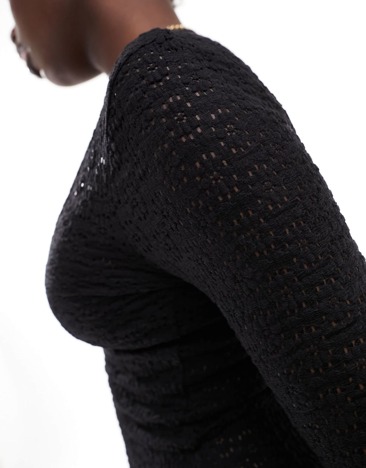 Cotton On textured long sleeve button front mini dress in black - ASOS Sample Sale EU Store
