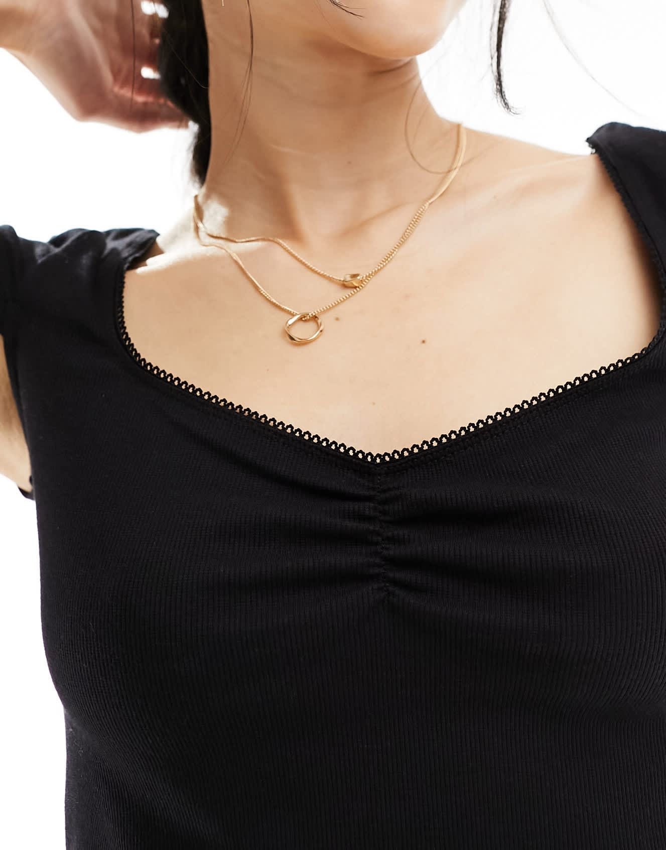 Cotton On trim detail sweetheart crop top in black - ASOS Sample Sale EU Store
