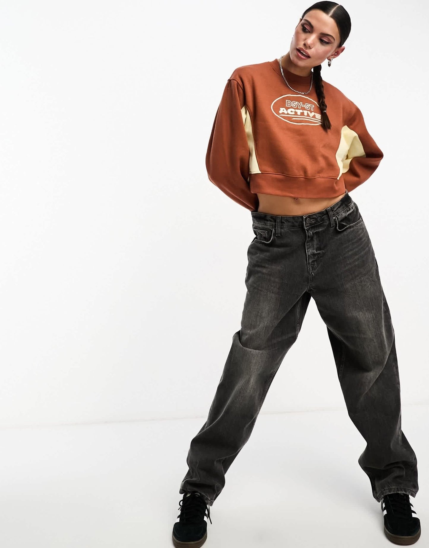 Daisy Street Active Landscape cropped sweatshirt in brown - ASOS Sample Sale EU Store