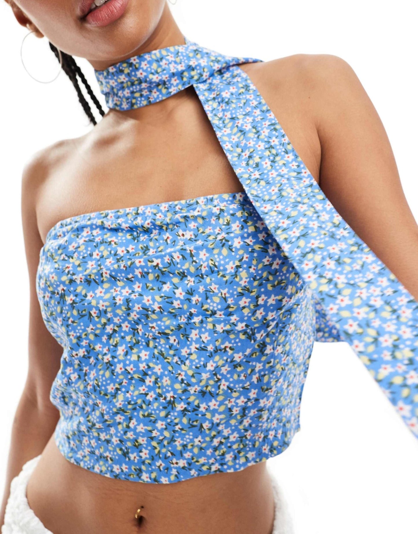 Daisy Street boobtube top with scarf in blue ditsy - ASOS Sample Sale EU Store