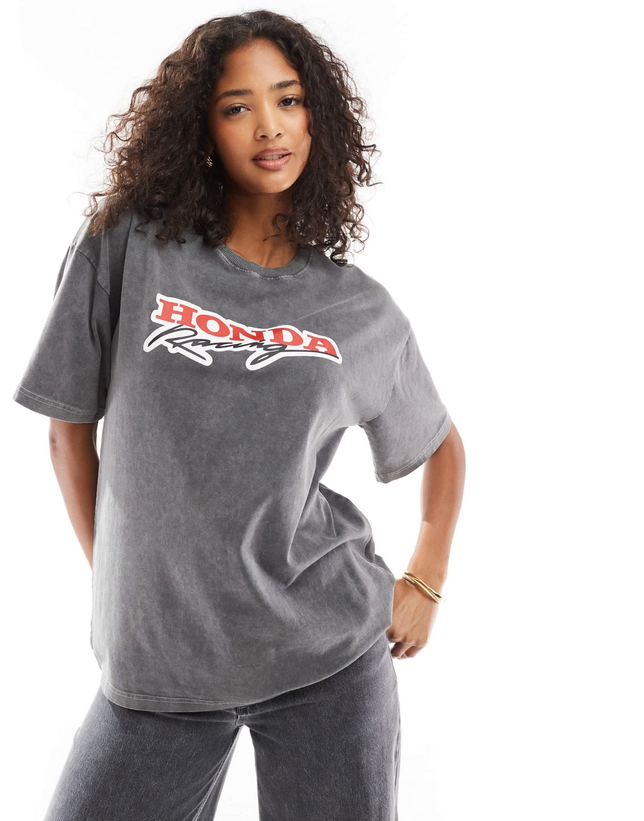 Daisy Street honda racing t-shirt in washed grey - ASOS Sample Sale EU Store