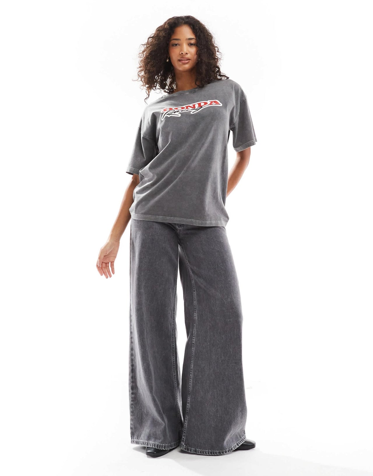 Daisy Street honda racing t-shirt in washed grey - ASOS Sample Sale EU Store