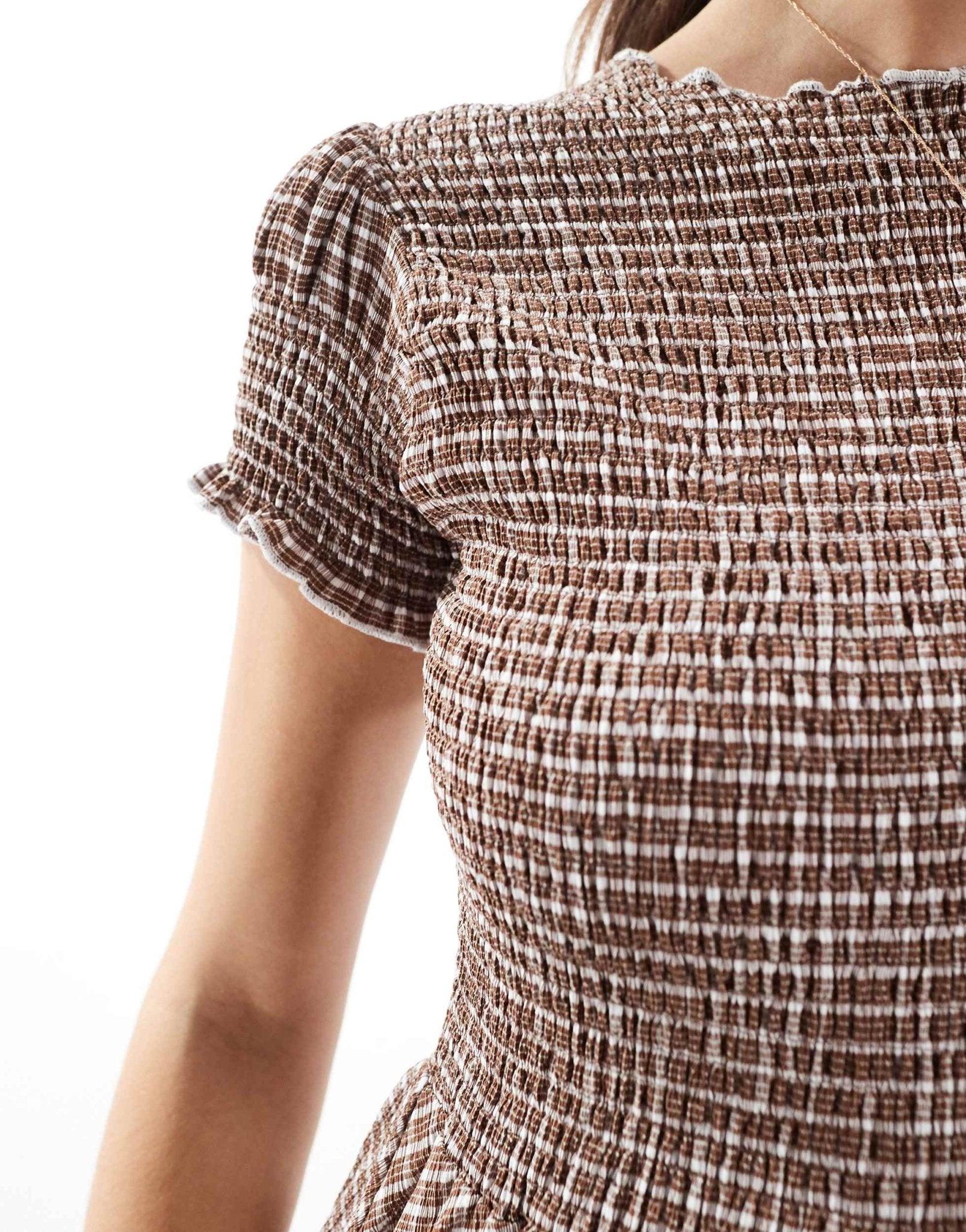 Daisy Street mini smock dress in brown check - ASOS Sample Sale EU Store