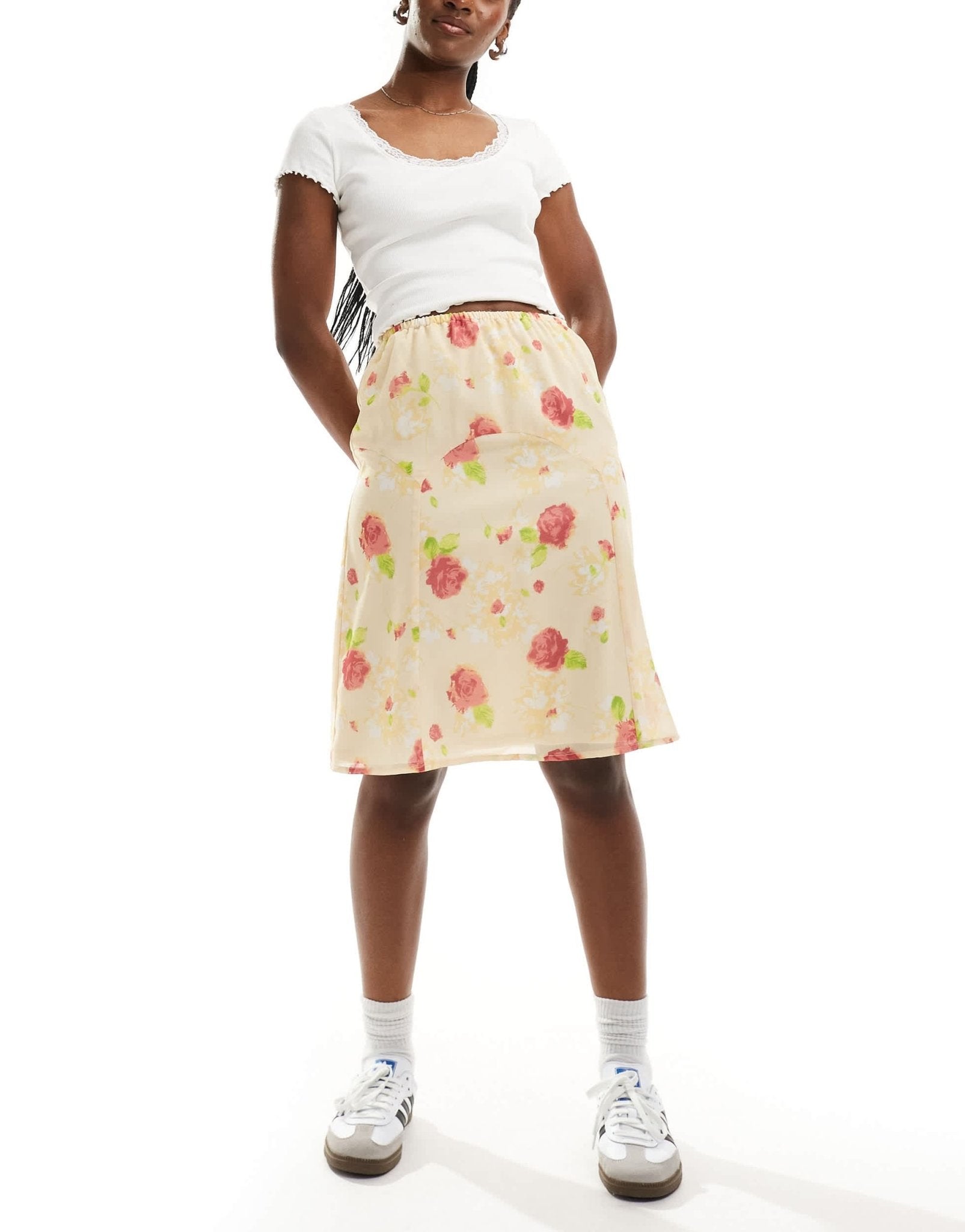 Daisy Street vintage rose print awkward length skirt in multi - ASOS Sample Sale EU Store