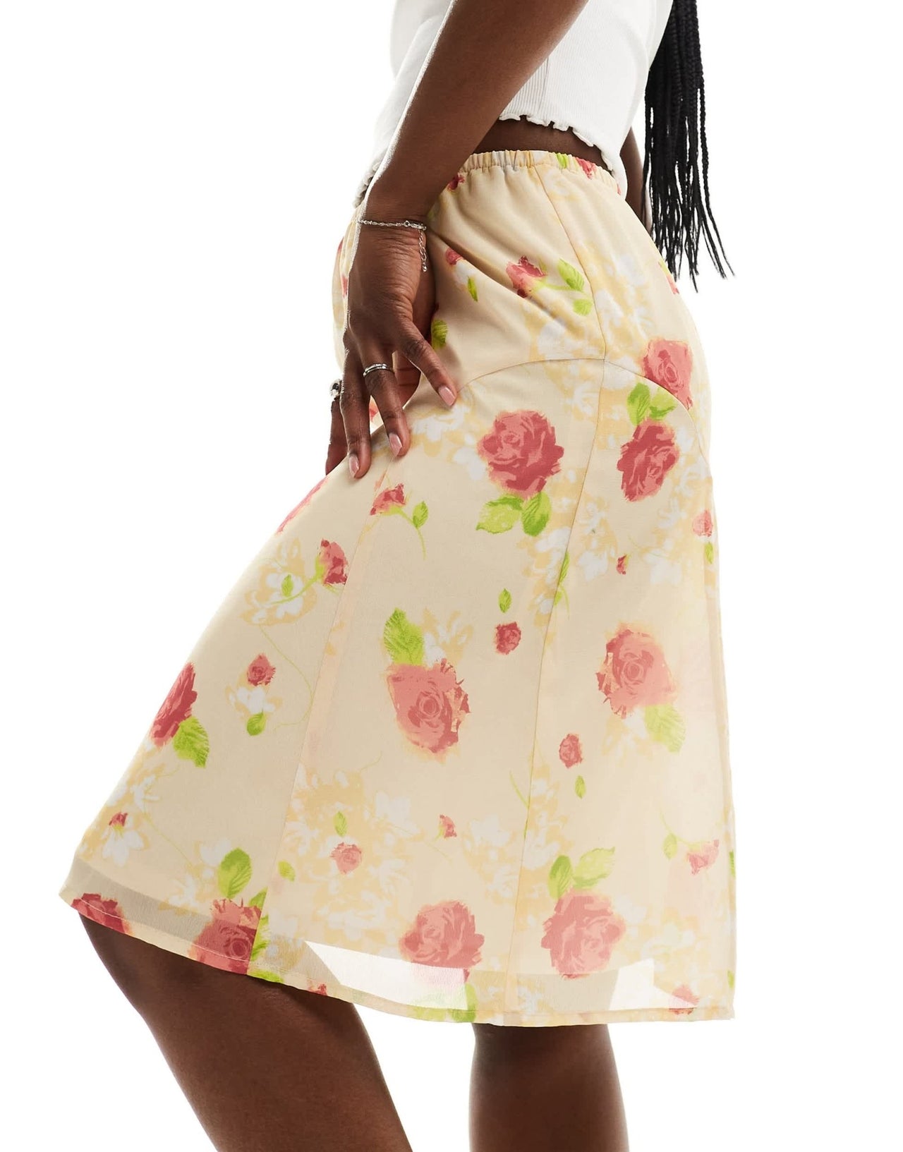 Daisy Street vintage rose print awkward length skirt in multi - ASOS Sample Sale EU Store