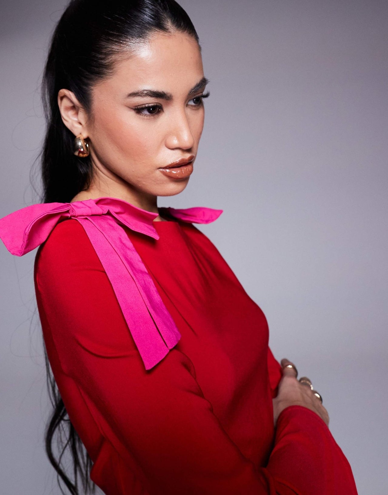 Daska bow shoulder maxi dress in red and pink - ASOS Sample Sale EU Store