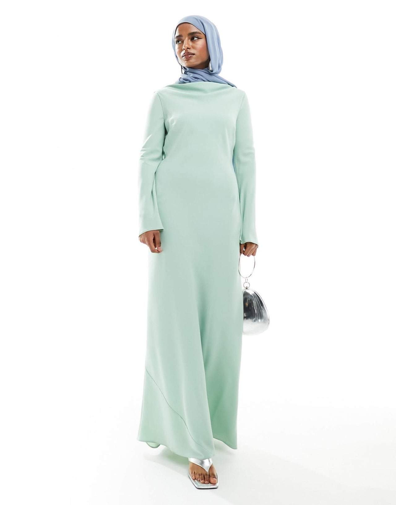Daska chiffon maxi dress with cowl back in print and sage green - ASOS Sample Sale EU Store