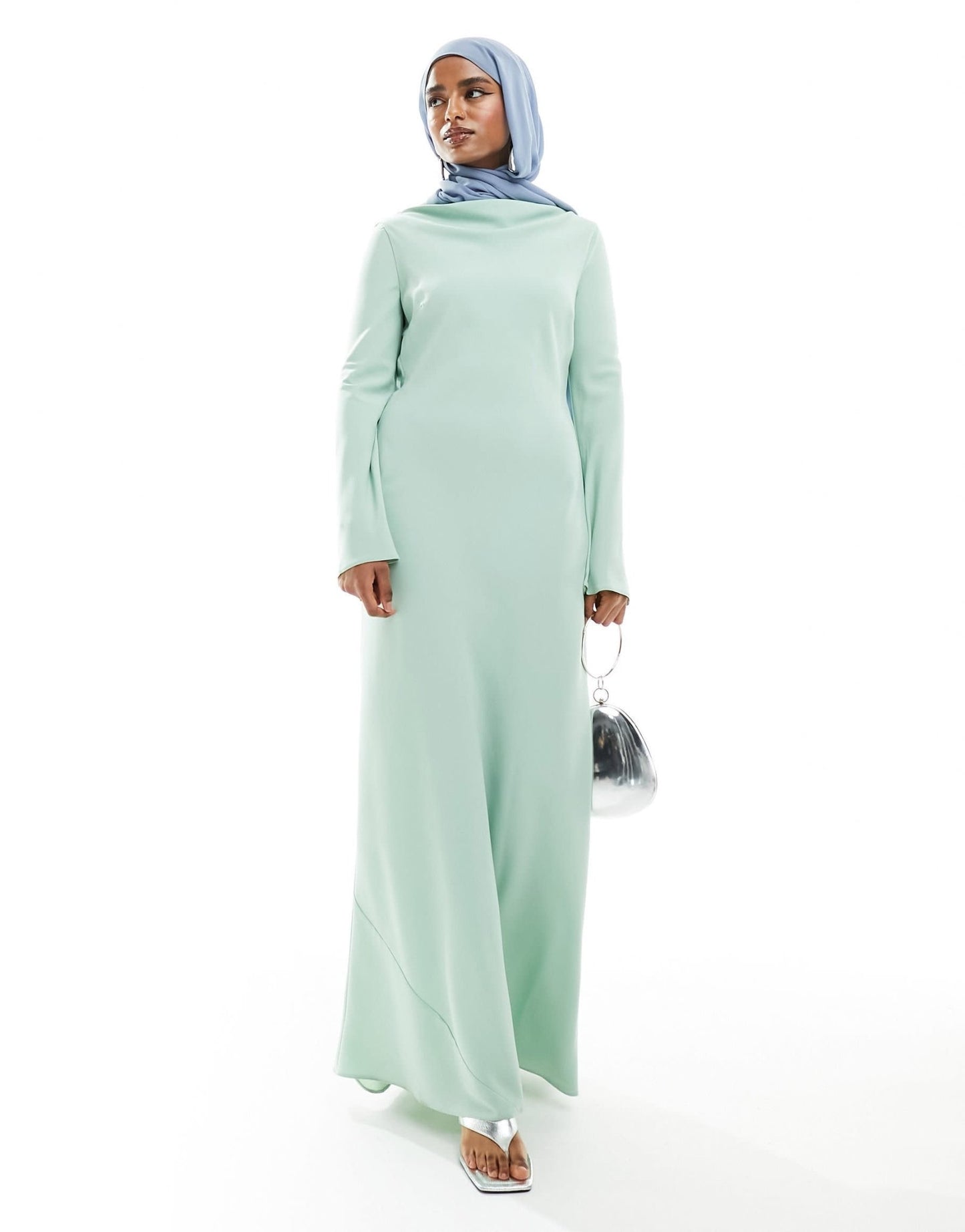 Daska chiffon maxi dress with cowl back in print and sage green - ASOS Sample Sale EU Store