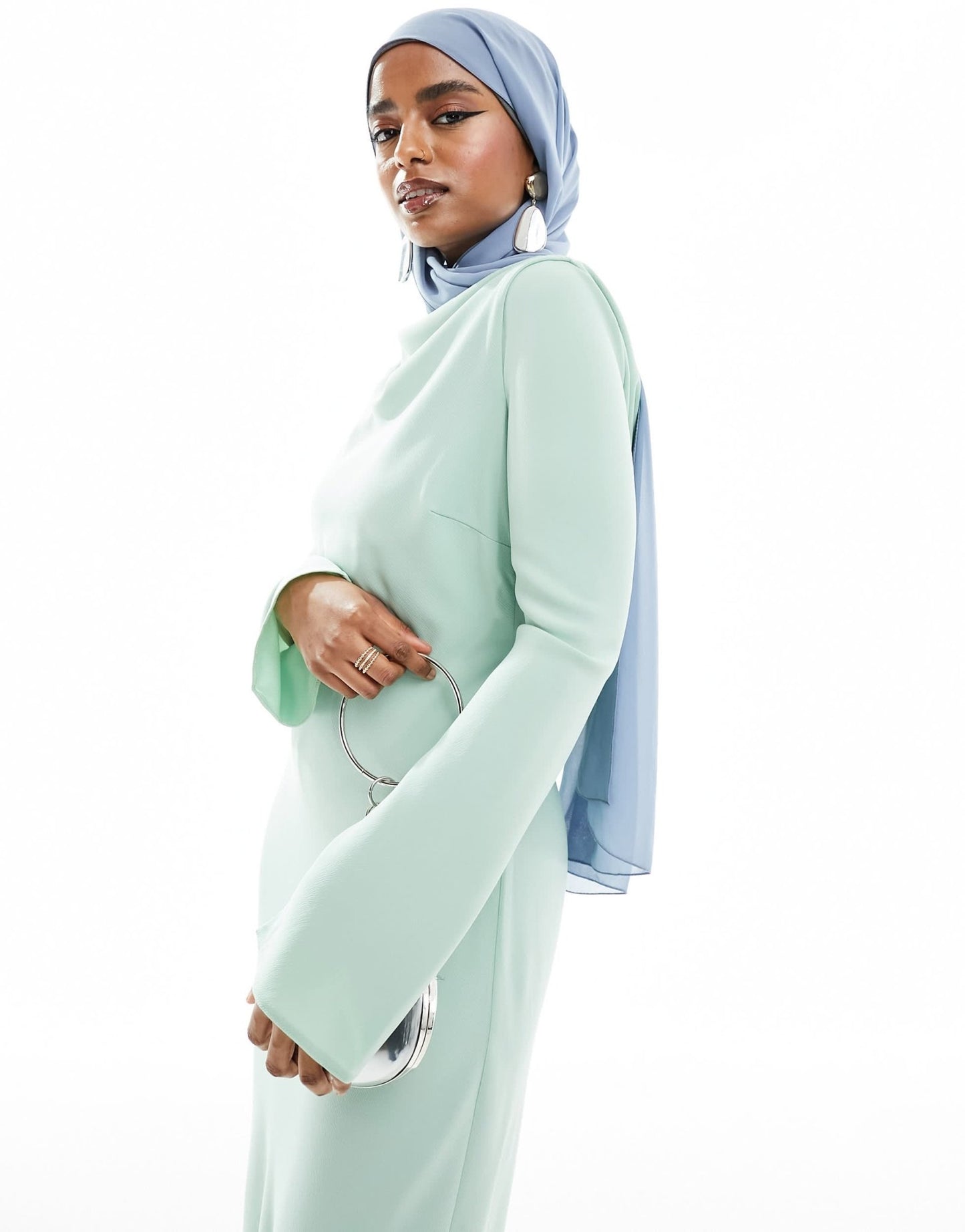 Daska chiffon maxi dress with cowl back in print and sage green - ASOS Sample Sale EU Store