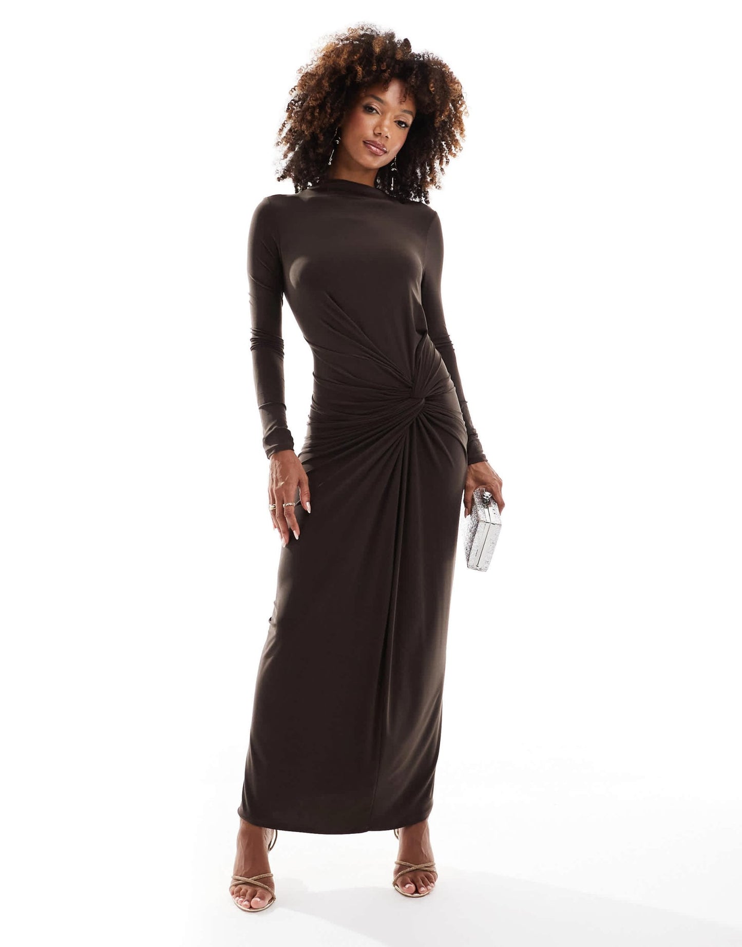 Daska exclusive high neck maxi dress in chocolate brown - ASOS Sample Sale EU Store
