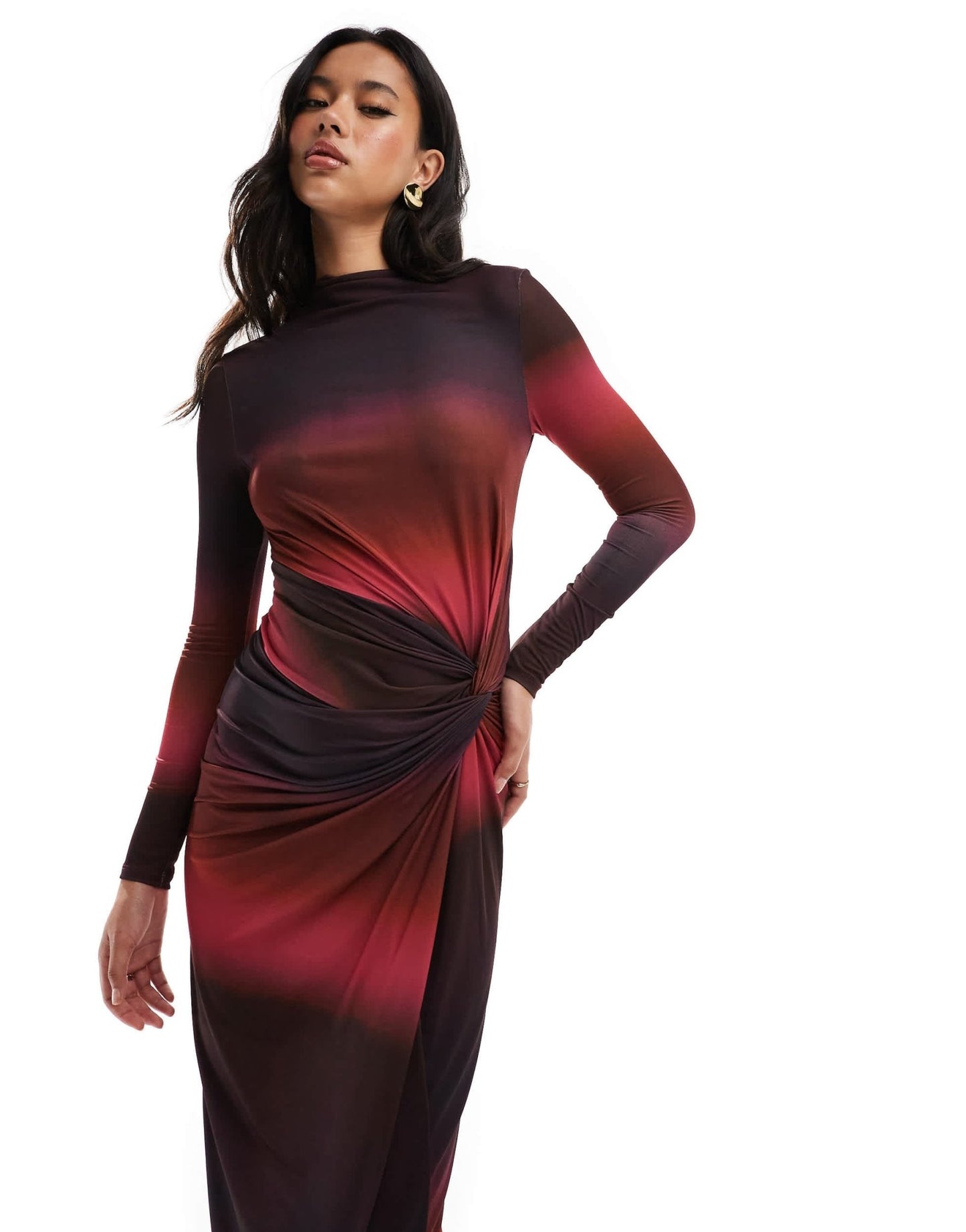 Daska high neck maxi dress in dark ombre print - ASOS Sample Sale EU Store