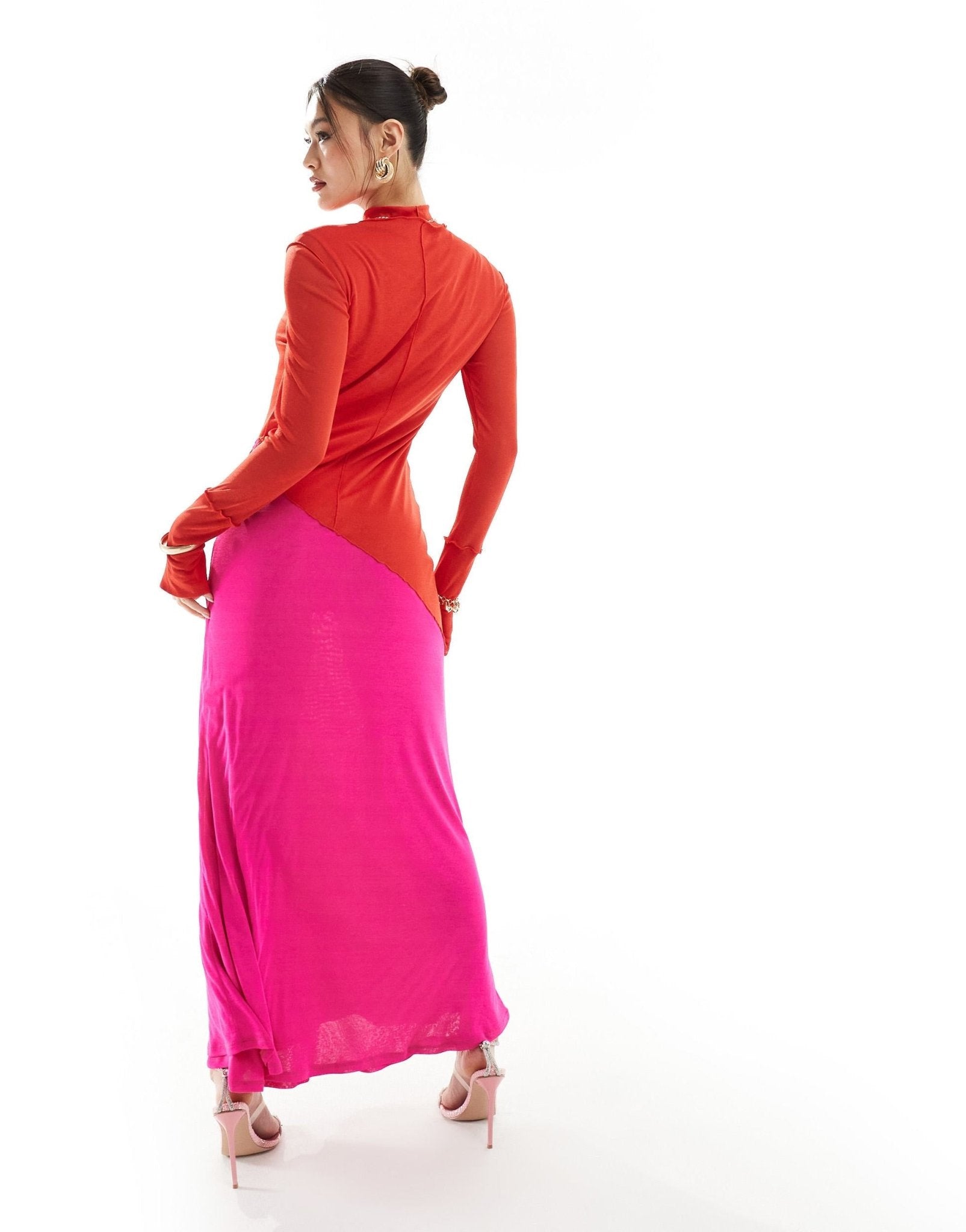 Daska high neck maxi dress in red and fuchsia - ASOS Sample Sale EU Store