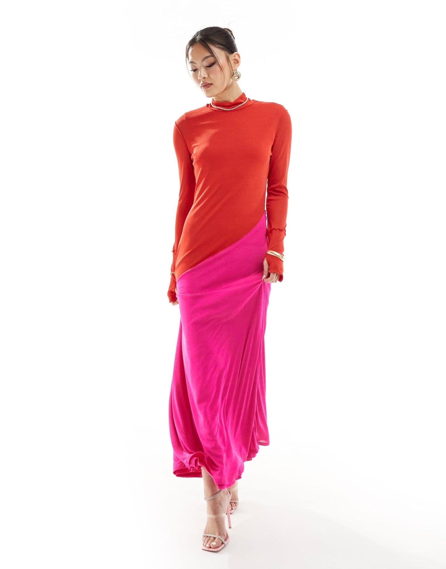 Daska high neck maxi dress in red and fuchsia - ASOS Sample Sale EU Store