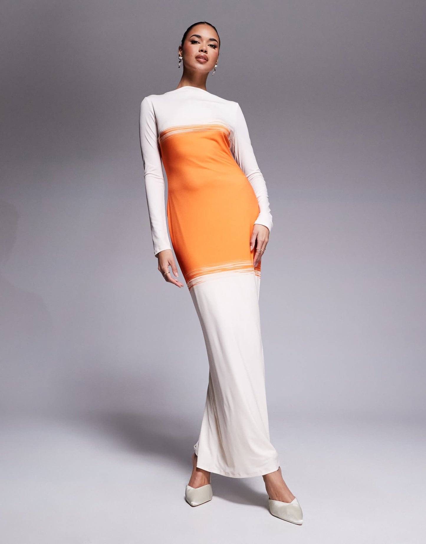 Daska jersey maxi dress in orange and cream - ASOS Sample Sale EU Store