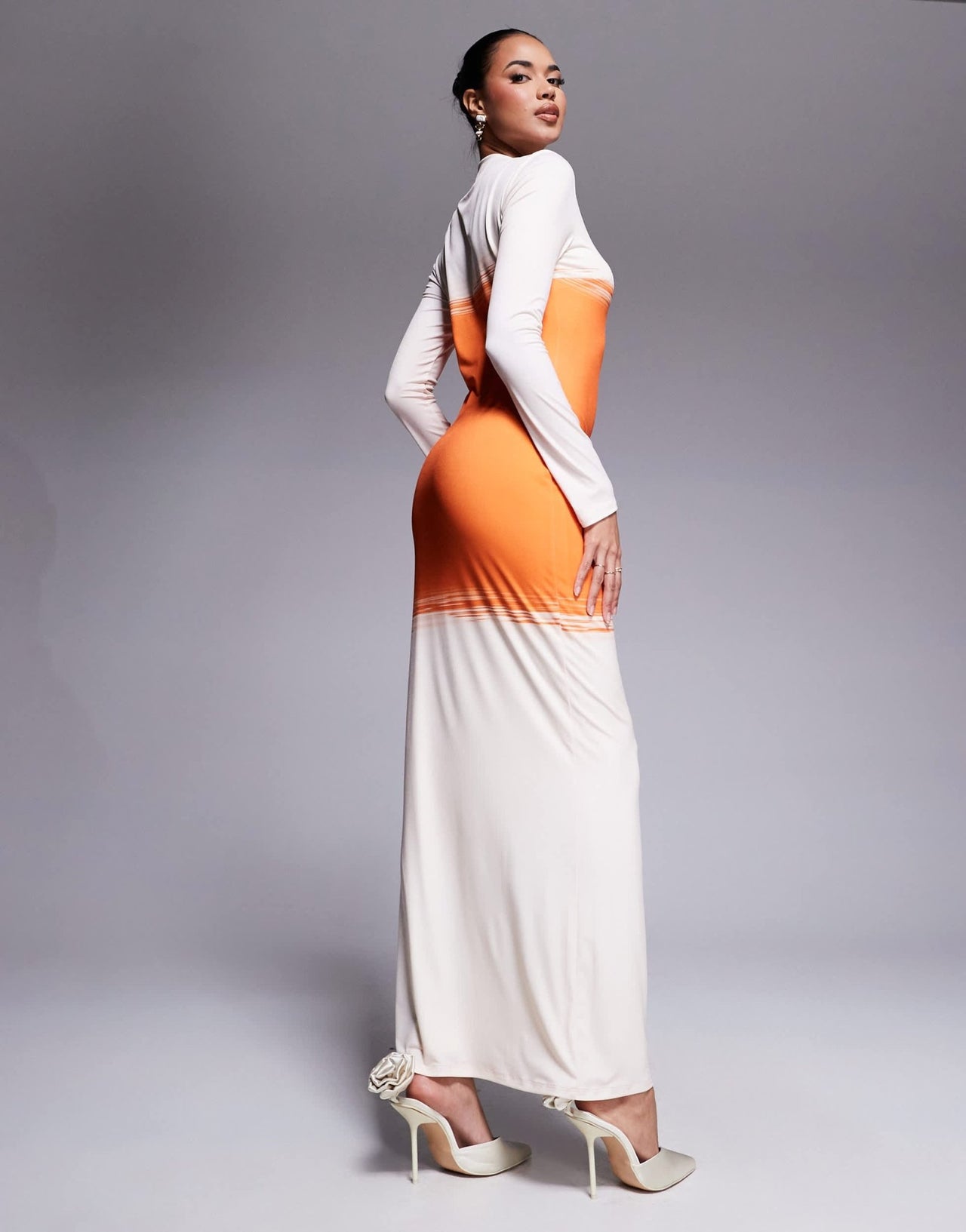 Daska jersey maxi dress in orange and cream - ASOS Sample Sale EU Store