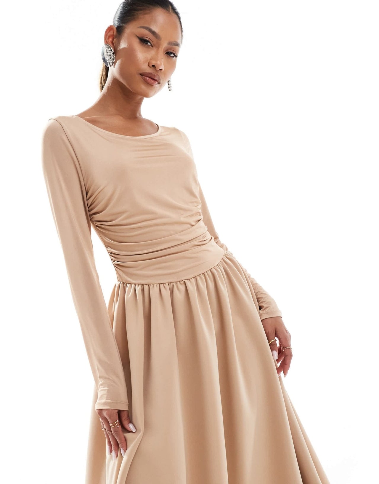 Daska jersey maxi dress in taupe in scuba style fabric - ASOS Sample Sale EU Store