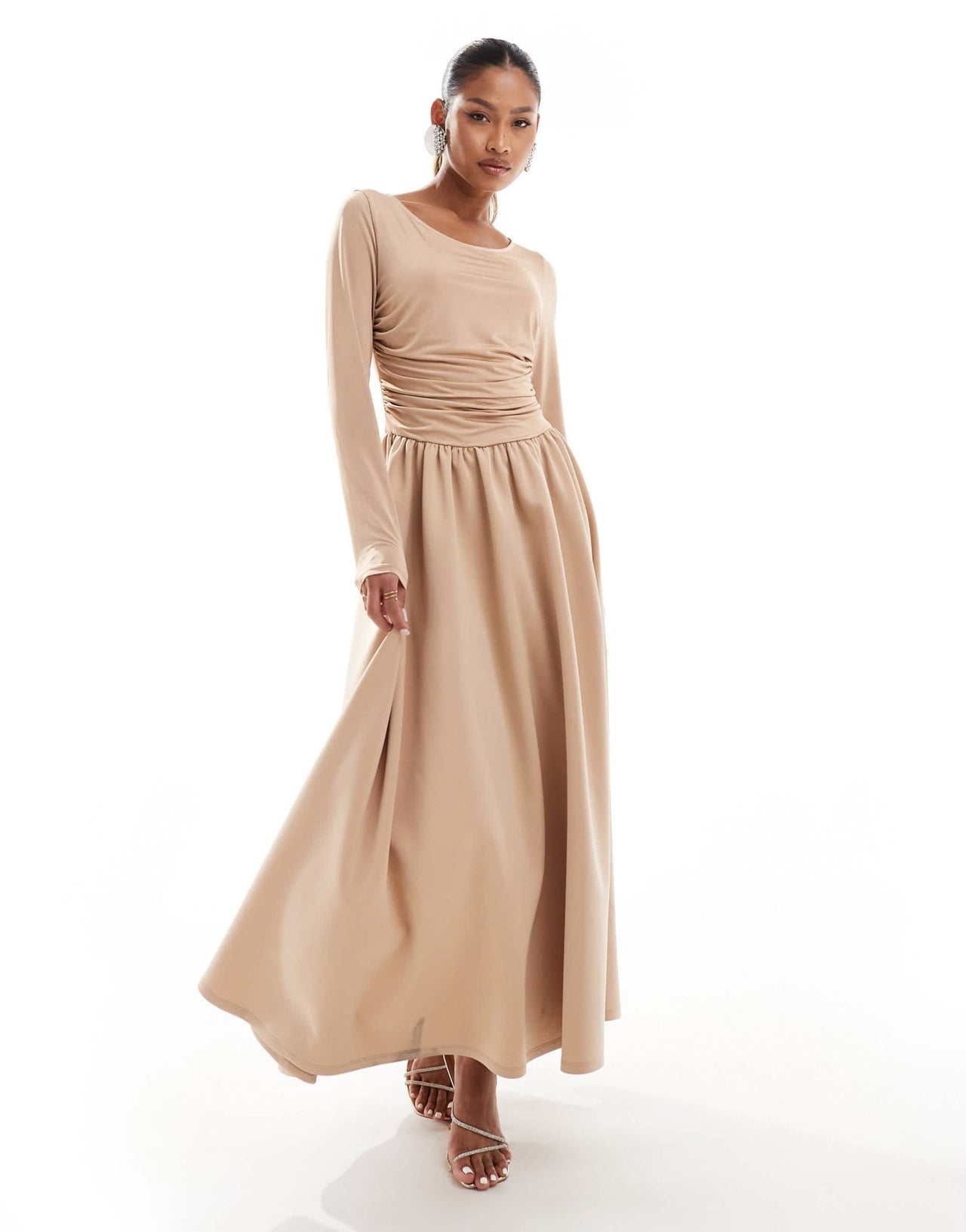 Daska jersey maxi dress in taupe in scuba style fabric - ASOS Sample Sale EU Store
