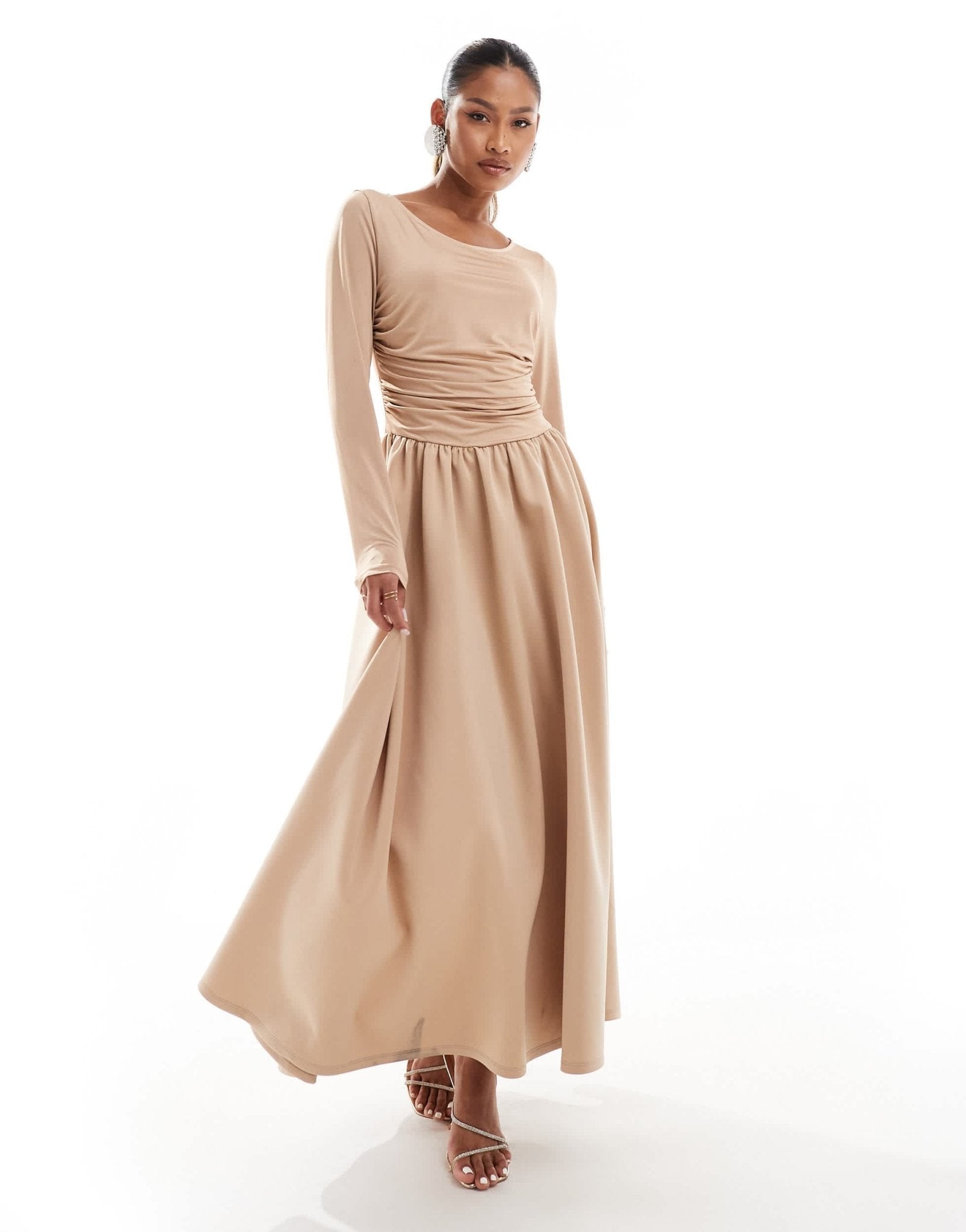 Daska jersey maxi dress in taupe in scuba style fabric - ASOS Sample Sale EU Store