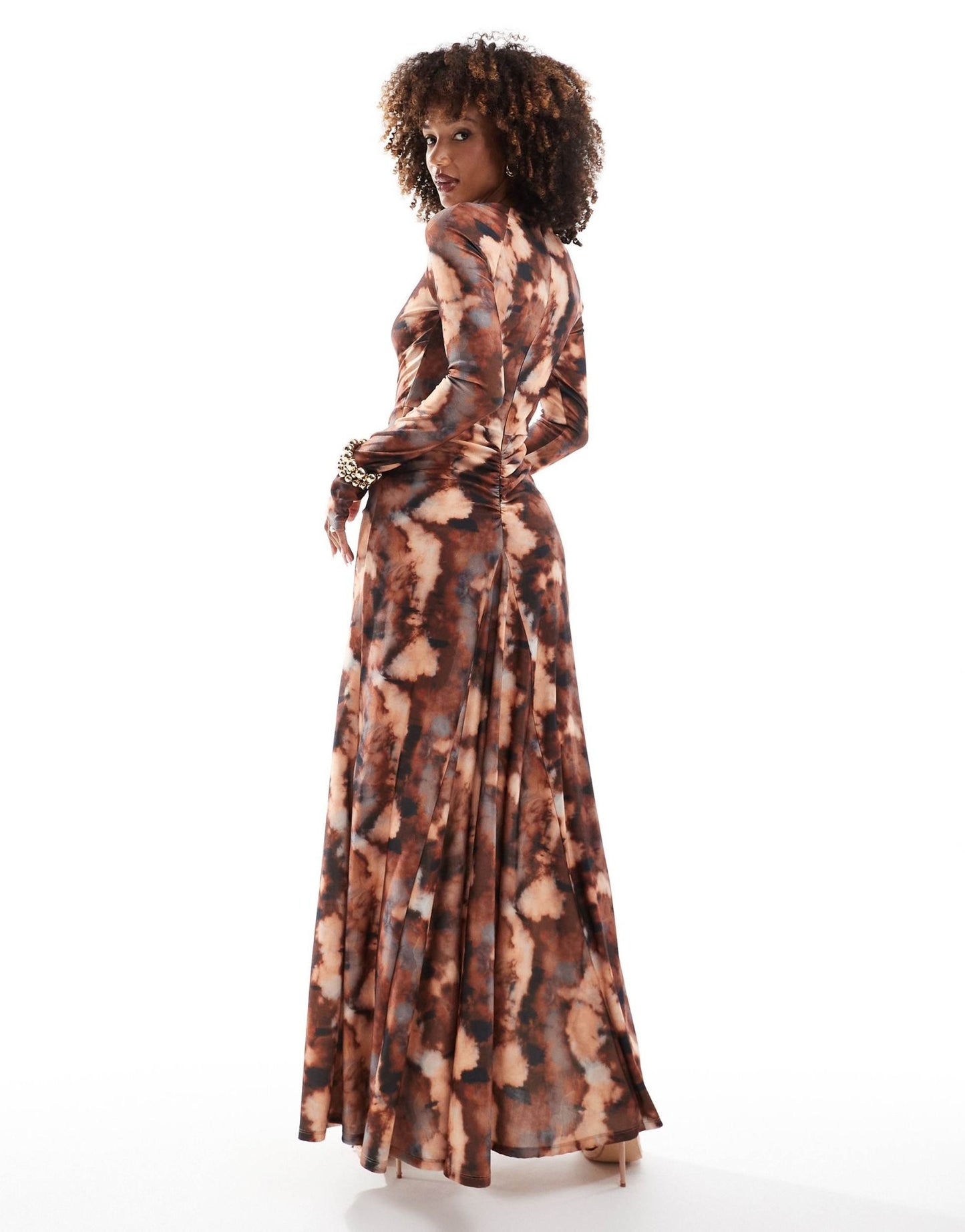 Daska jersey maxi dress with ruching detail in dark print - ASOS Sample Sale EU Store