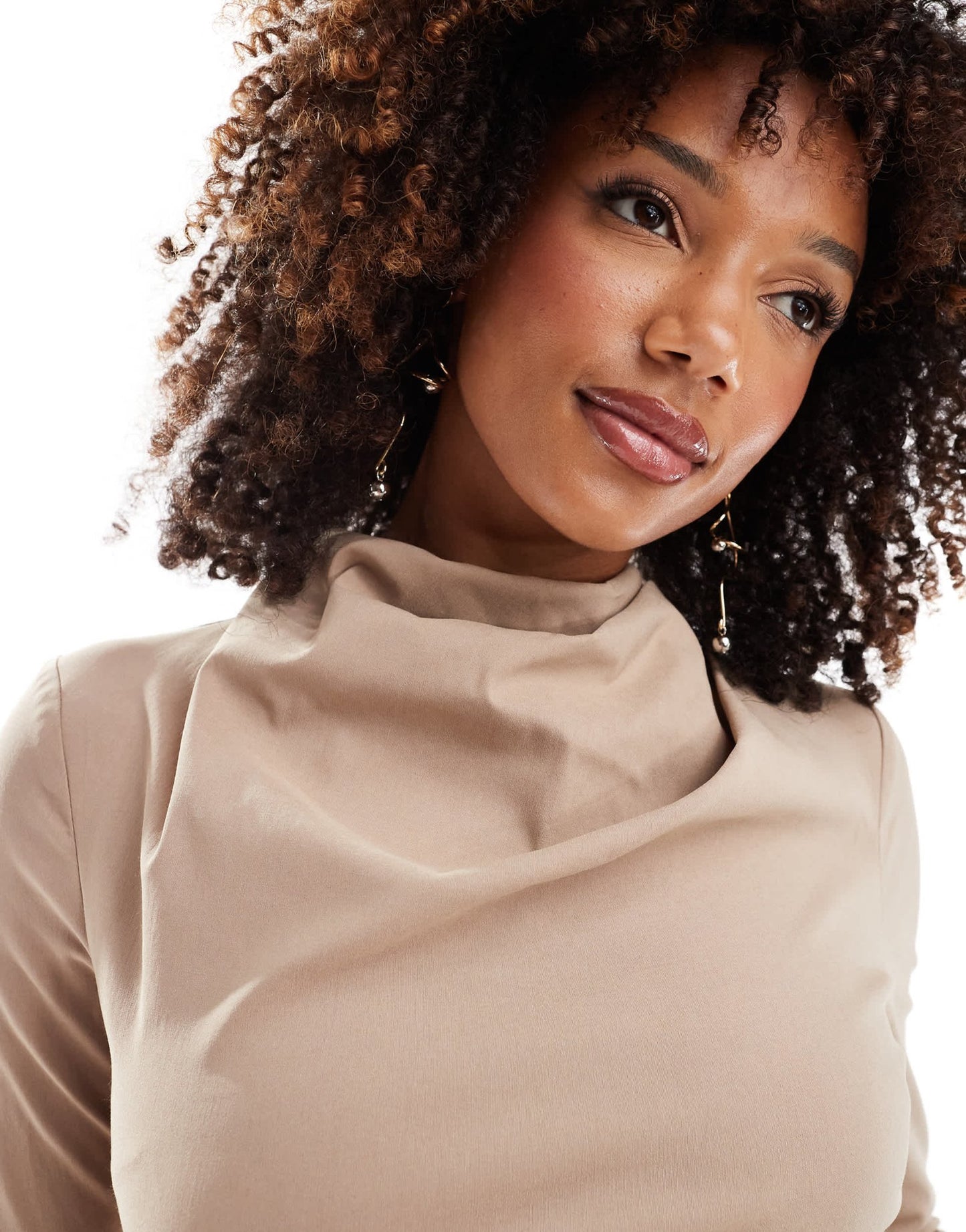 Daska structured high neck bengaline maxi dress in camel - ASOS Sample Sale EU Store