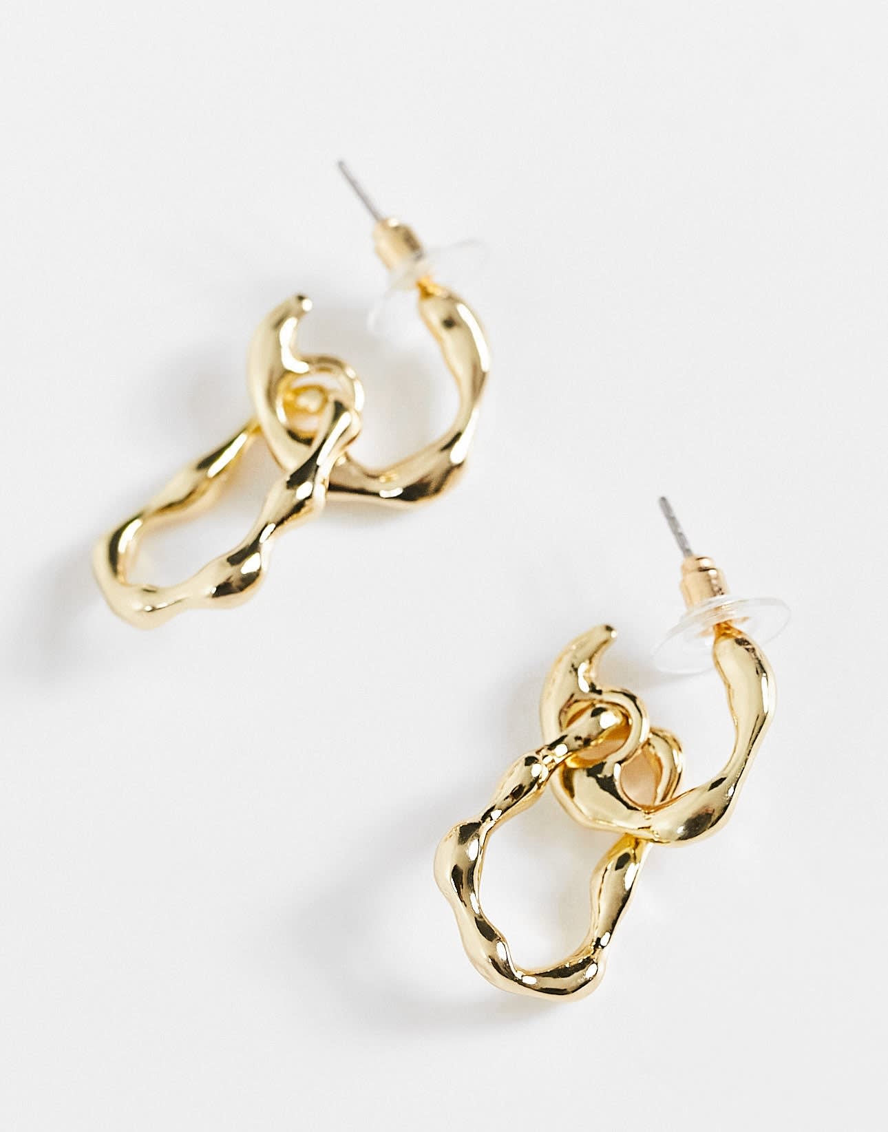 DesignB London molten metal drop earrings in gold - ASOS Sample Sale EU Store