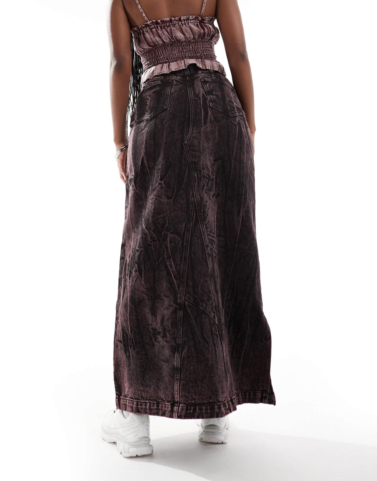 Deus Ex Machina X ASOS exclusive acid wash denim maxi skirt in brown - ASOS Sample Sale EU Store